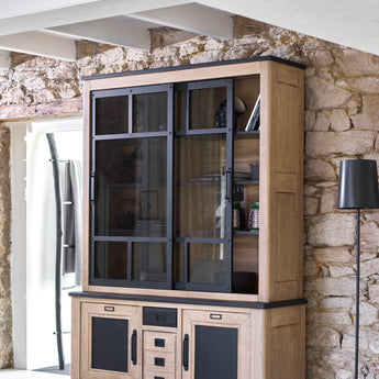 INDUS - Vitrine 2 portes 2 tiroirs 1 niche