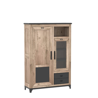 INDUS - Vitrine 2 portes 2 tiroirs 1 niche