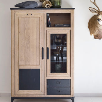 INDUS - Vitrine 2 portes 2 tiroirs 1 niche