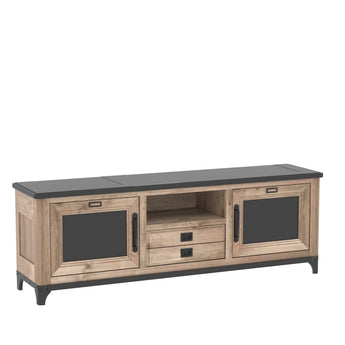 INDUS - Meuble TV 2 portes 1 tiroir 1 niche