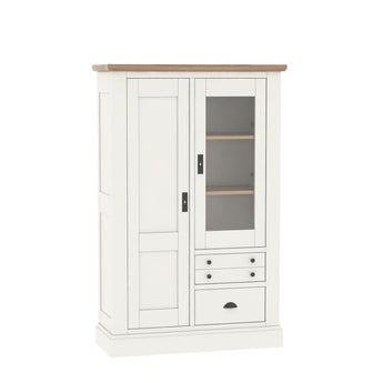 ROMANCE - Vitrine 1 porte vitrée 1 bois 2 tiroirs
