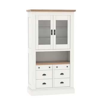 ROMANCE - Vitrine 2p vitrées, 2p bois style tiroirs, 1 niche